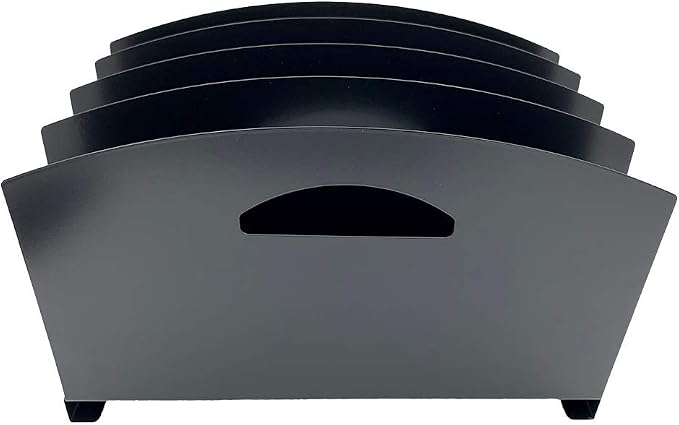 Huron Desktop File Organizer Vertical 4 Slot w/Handles, Black Steel