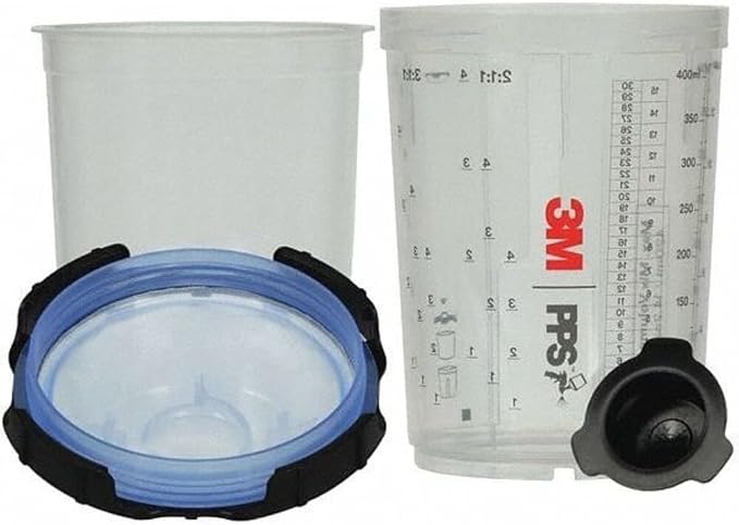 3M PPS 2.0 Spray Gun Cup Kit, 26312, Midi, 13.5 Ounces, 125-Micron Filter, for Cars, Furniture, 1 Paint Cup, 50 Disposable Liners, 32 Sealing Plugs | 125-Micron Filter; 50 Disposable Lids and Liners, 1 Paint Cup, 32 Sealing Plugs, Use w/ Paint Gun for ...
