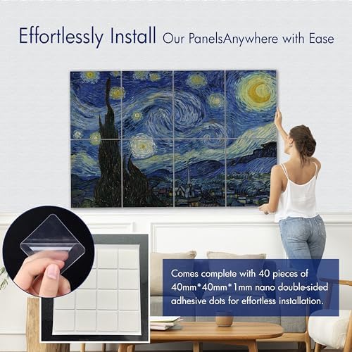 PINWELIFE® Masterpiece Acoustic Art Panels, 8-Pack 12"×16" Sound Absorbing Panels, Decorative Acoustic Wall Art, Noise and Echo Cancelling for Home Studio/Office, Nano Tape Included