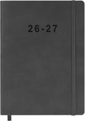 2026-2027 Planner - Weekly and Monthly Planner, Oct 2026 - Dec 2027, Vegan Leather Cover, Elastic Closure, 8.5"x11", Grey