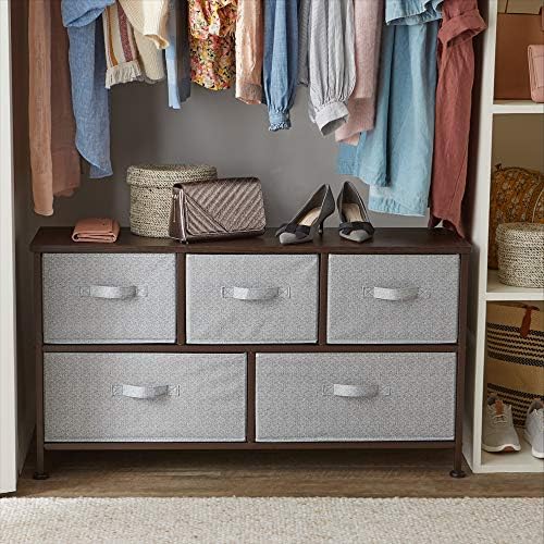 Amazon Basics Extra Wide Fabric 5-Drawer Storage Organizer Unit for Bedroom Closet, Bronze
