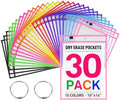 MR.MATE 30Pcs Dry Erase Pockets Sleeve 10x14,Clear Plastic Sheet Protectors