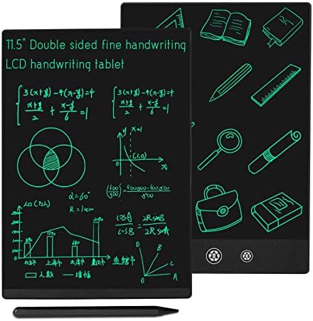 LCD Writing Tablet 2 Sides Screen Erasable Reusable 11.5inch and 10.5inch Electronic Drawing Pads Portable Scratchpad for Kids Adults Home Office (Black)