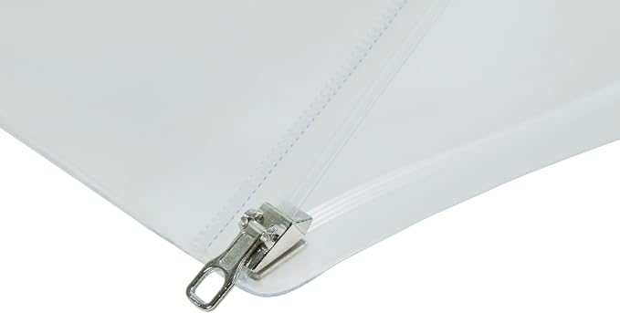 School Smart Zippered Ring Binder Pouches, 7 x 10 Inches, Clear and White Vinyl, Pack of 24