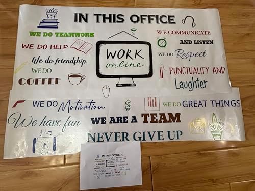 Inspirational Office Wall Decals - Motivational Team Quotes, Positive Sayings, Modern Office Wall Decor, Reusable Stickers for Workplace Motivation.