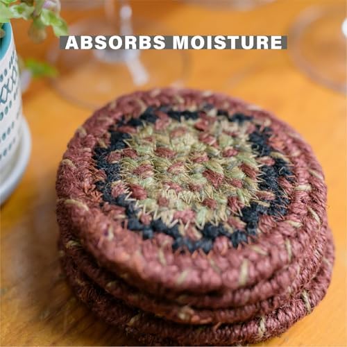 Homespice Highland Braided Trivets Ideal as Hot Pads, Round 8" Set of 3