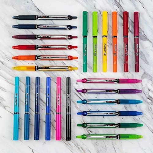 PILOT Precise V5 RT Refillable & Retractable Rollerball Pens, Extra Fine Point Pens 0.5 mm, Blue,Ideal for School, Journaling & Office Writing, 12 Count (Pack of 12)