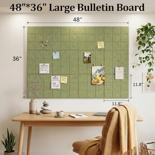 Large Felt Bulletin Board for Walls: 12-Pack Black Cork Board Alternative 11.8x11.8 Inch Peel and Stick Pin Board Wall Decor for Home Organization, Office Memo Board, Self-Adhesive Wall Tiles
