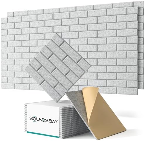 Soundsbay 18-Pack Brick Acoustic Panels, Self-Adhesive, 12"X12"