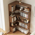 Vertical Lumber Wall Corner with 6 Shelves/5 Shelves & Closed Back Bookshelf Rack Floor Student Corner Cabinet Wall Multi-Layer Storage Cabinet Bookcase Dark Walnut 24" L x 35" W x 63" H
