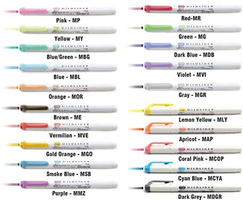 Zebra Mildliner Highlighter Pen Set, 20 Pastel Color Set (Japan Import)