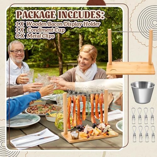 Bamboo 13 x 7.2 x 10.6 Inches Bacon Display Rack Wooden Bacon Tray