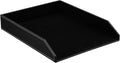 Letter Tray, PU Leather Paper Organizer Tray for Desk, Paper Organizer Storage Holder for Office Home or School A4 Size Black