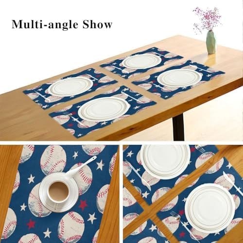 ALAZA Baseball Pattern 1 PC Placemats Rectangle Table Mat for Dining Table Restaurant Kitchen Home Decor, 12" x 18"