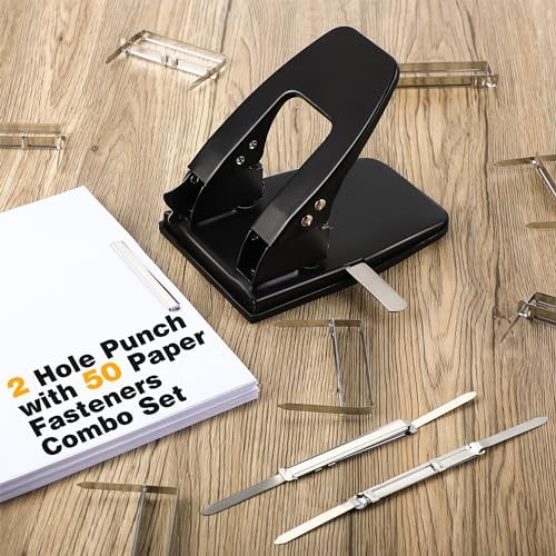 Dreyoo Two Hole Punch with 50pcs Paper Fasteners, 30 Sheet Capacity