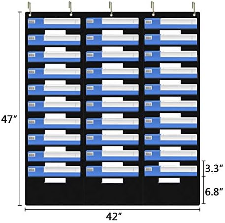 EAMAY Hanging File Folder Organizer - 30 Pockets and 5 Over the Door Hanger, Wall Mount Document Letter Organizer/ Pocket Chart Office Supplies Office Bill Organizer for Home School Classroom Planner