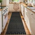 Lahome Moroccan Easy Jute Washable Runner Rug, 2x8 Black Kitchen Runner