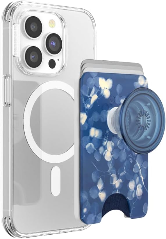 PopSockets Phone Wallet for MagSafe with Grip- Phantom Aspen | PopWallet, Holds 3 Cards, Magnetic, Removable, Secure, Blue, Light Blue, Baby