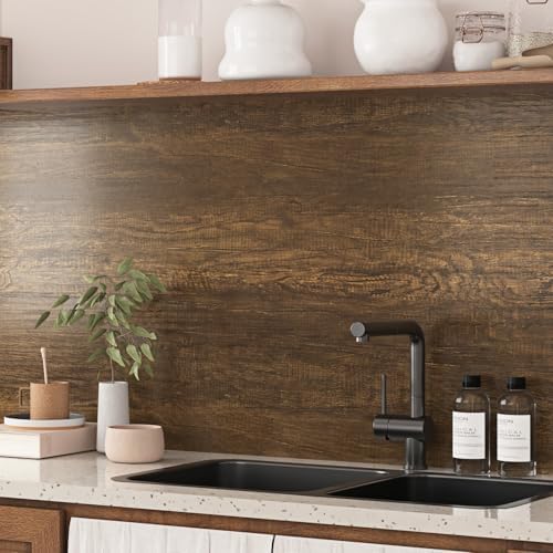 WESTICK Countertop Contact Paper Wood Peel and Stick Wallpaper for Office Desk Brown Wood Grain Contact Paper for Cabinets Self Adhesive Kitchen Countertop Peel and Stick Wooden Wallpaper 394" x 15.8"