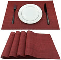 WAZAIGUR Placemats Crisscross Woven Vinyl Place Mats Set of 4 Red