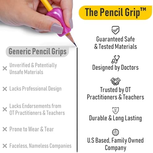 The Pencil Grip Neon Grippers 6-Pack, Pencil Grips for Kids Handwriting, Ergonomic Pen Holder for Righties & Lefties, Writing Practice for Kids, Toddlers, Adults, Writing Tool with Finger Cushion