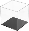 7x7x7Inch Simple Self-Assembly Clear Acrylic Box with Black Base | Acrylic Display Case with Lid Countertop Clear Square Acrylic Box Cube Acrylic Storage Containers for Office Home