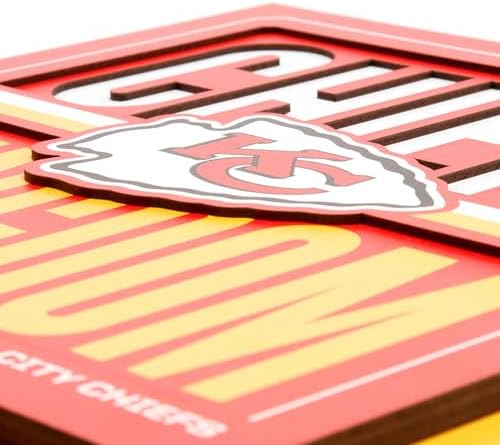 YouTheFan NFL Kansas City Chiefs 3D Wall Art, 12x12, Red, White, Gold, Team Colors