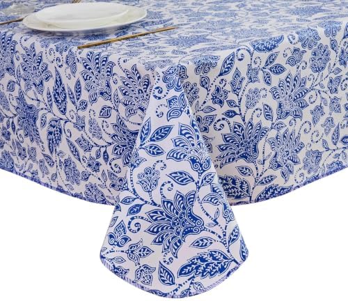 LIBERECOO Heavy Duty Vinyl Tablecloth with Flannel Backing Waterproof Oil-Proof Plastic Table Cloth Stain-Resistant Wipeable Rectangle or Square Table Cover for Indoor and Outdoor 54 x 54 Inch