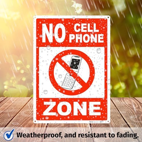 Brimar No Cell Phone Zone Sign, 10" X 14" Polyethylene Plastic, Made in USA