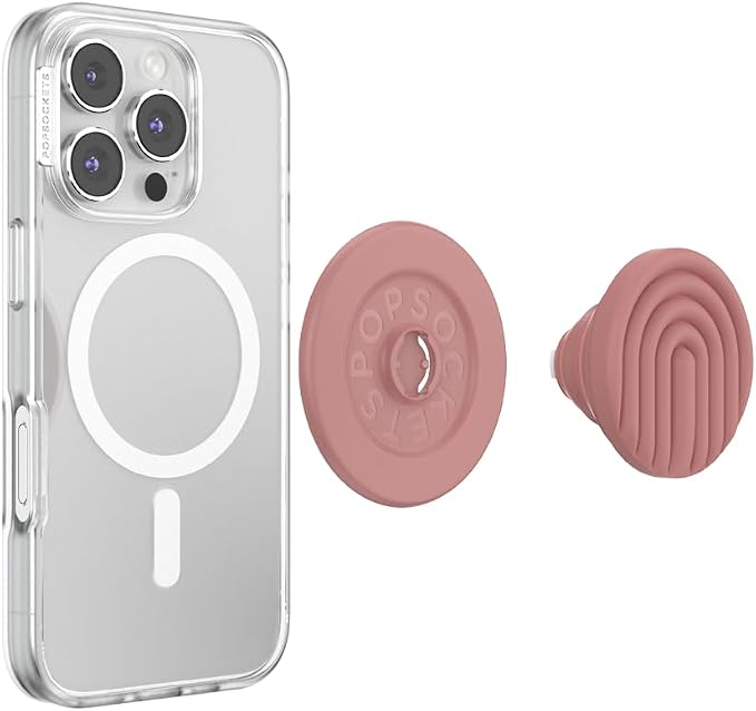 PopSockets Phone Grip for MagSafe, Magnetic Holder- Curves Clay | Removable, For Kindle / Android / iPhone, With Magnet, Pink, Electronic Accessories, For iPad/Kindle/iPhone/Android