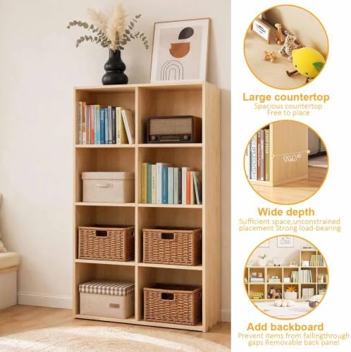 Solid Wood Horizontal Bookshelf,Cubby Storage Organizer,Vertical or Horizontal Bookcase,Hallway TV Stand,for Books, Photo Albums, Plants & Daily Necessities(23.6"-4Cube)