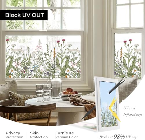 ADD.HERES Stained Glass Window Film, Window Film Decorative, 17.5 x 78.7 in