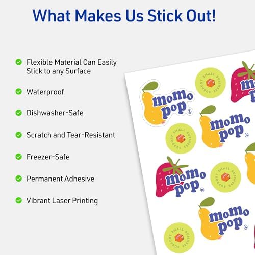 Avery Printable Vinyl Sticker Paper, 8-1/2" x 11", Matte White, Permanent Adhesive, Laser Printer Compatible, 7 Sheets Total, Ideal for Decal Stickers, Giveaways, Decals for Water Bottles, and More