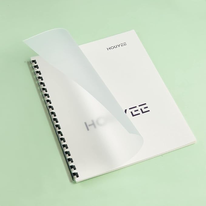 HOUYEE 20 Pack 15 Mil Frosted Clear Binding Presentation Covers, 8.5" x 11" | Frost Clear Covers for Binding,Transparent Plastic Binding Covers, Square Corner, Letter Size, for School Office