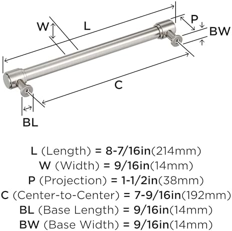 Amerock 7-9/16" Faircrest Satin Nickel Drawer Pull