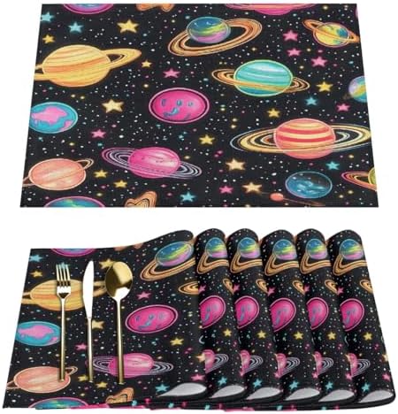 Placemats Set of 6 Washable Linen Place Mats Cloth Table Mats 12x18 Inch