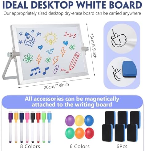 AmazingSpark 3 Pcs Small Dry Erase White Board with Stand 6 x 8'', White