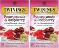 Twinings Pomegranate & Raspberry Herbal Tea Individually Wrapped Bags, 20 Count (Pack of 2), Naturally Caffeine-Free, Enjoy Hot or Iced, 20 Teabags