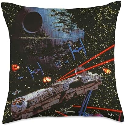 Star Wars Return of the Jedi Death Star II Battle Black Throw Pillow