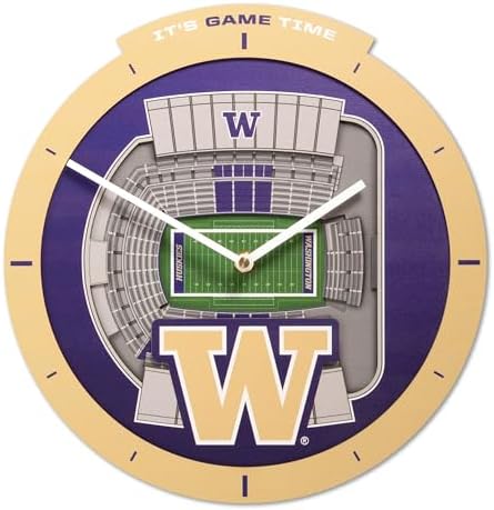 YouTheFan NCAA Washington Huskies StadiumView 3D Wall Clock