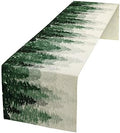 Green Forest Pine Trees Table Runner, Woodland Tabletop Scarf Home Kitchen Holiday Decor, Seasonal Farmhouse Rustic Dining Decorations Party Supply 13 X 36 Inch