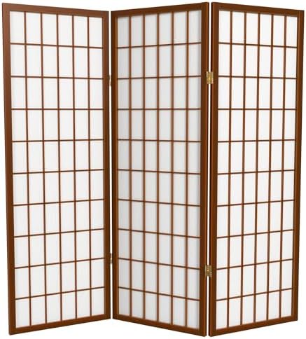 4 ft. Short Window Pane Shoji Screen - Walnut - 3 Panels