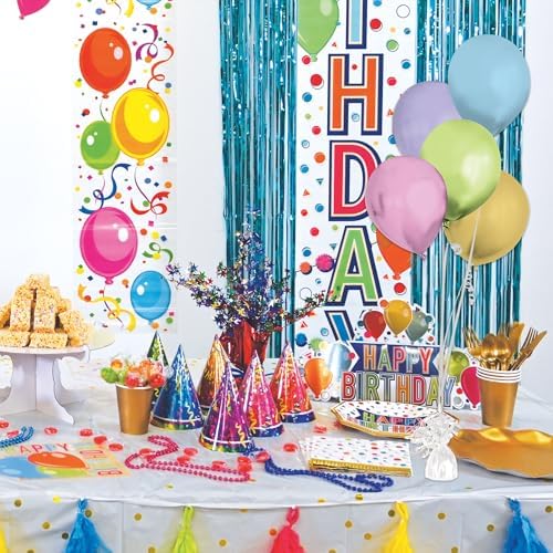 Beistle White Metallic Plastic Wrapped Balloon Weights For Birthday Parties, Weddings, Anniversaries, Table Décor, Celebrating With You Since 1900, 5.5" x 2.5", 6 Piece