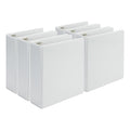 Samsill Economy 2 Inch Mini 3 Ring Binder, Made in The USA, 9.1" x 8.5" Round Ring Binder, Non-Stick Customizable Cover, White, 6 Pack