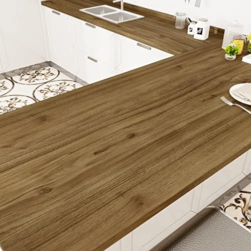 WESTICK Brown Wood Contact Paper Peel and Stick Wood Wallpaper Self Adhesive Waterproof Contact Paper Wooden Countertop Vinyl Wrap Wallpaper for Kitchen Dinner Table Cabinets Desk 15.8 x 78 in