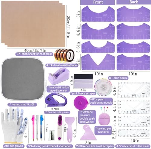 QUKLOGEN Sublimation Shirts Tool Kits with Portable mat for Ironing