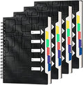 CAGIE 5 Subject Notebook with Dividers, 5x7, Black, 4 Pack