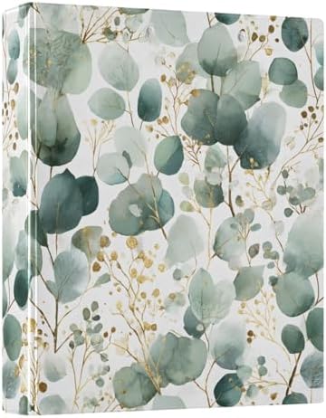 Watercolor Eucalyptus 3 Ring Binder 1.5 Inch Decorative Hardcover File Folder for School Office Papers Portfolio Planner Organizer Recipe Binders 1 Pc