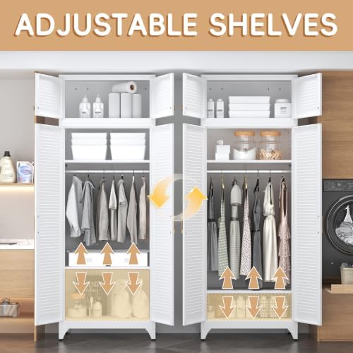 Steeloong 86"Armoire Wardrobe Close,Metal Wardrobe Cabinet with Hanging Rod