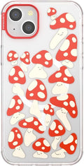 PopSockets iPhone 14 Plus Case with MagSafe, Phone Case for iPhone 14 Plus, Grip Sold Separately, Wireless Charging Compatible - Red Shrooms